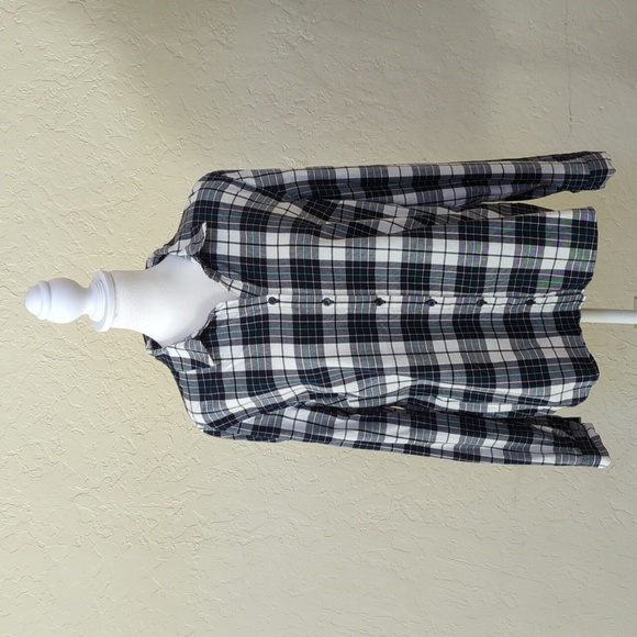 The Limited Tops - The Limited Black Plaid Casual Long Sleeve Button Down Shirt Size Medium